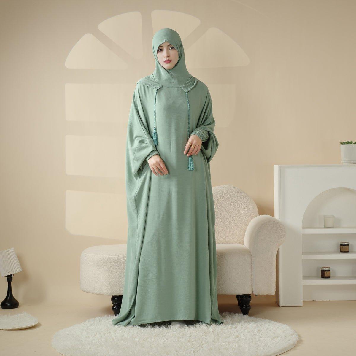 Jilbab Uni et Élégant à Capuche | Jilbab en Crêpe avec Capuche Intégrée (MJ015)