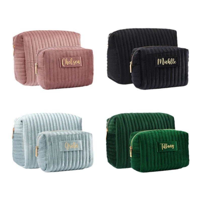 Trousse de toilette en velours à carreaux, organisateur de voyage multifonction (MAC268)