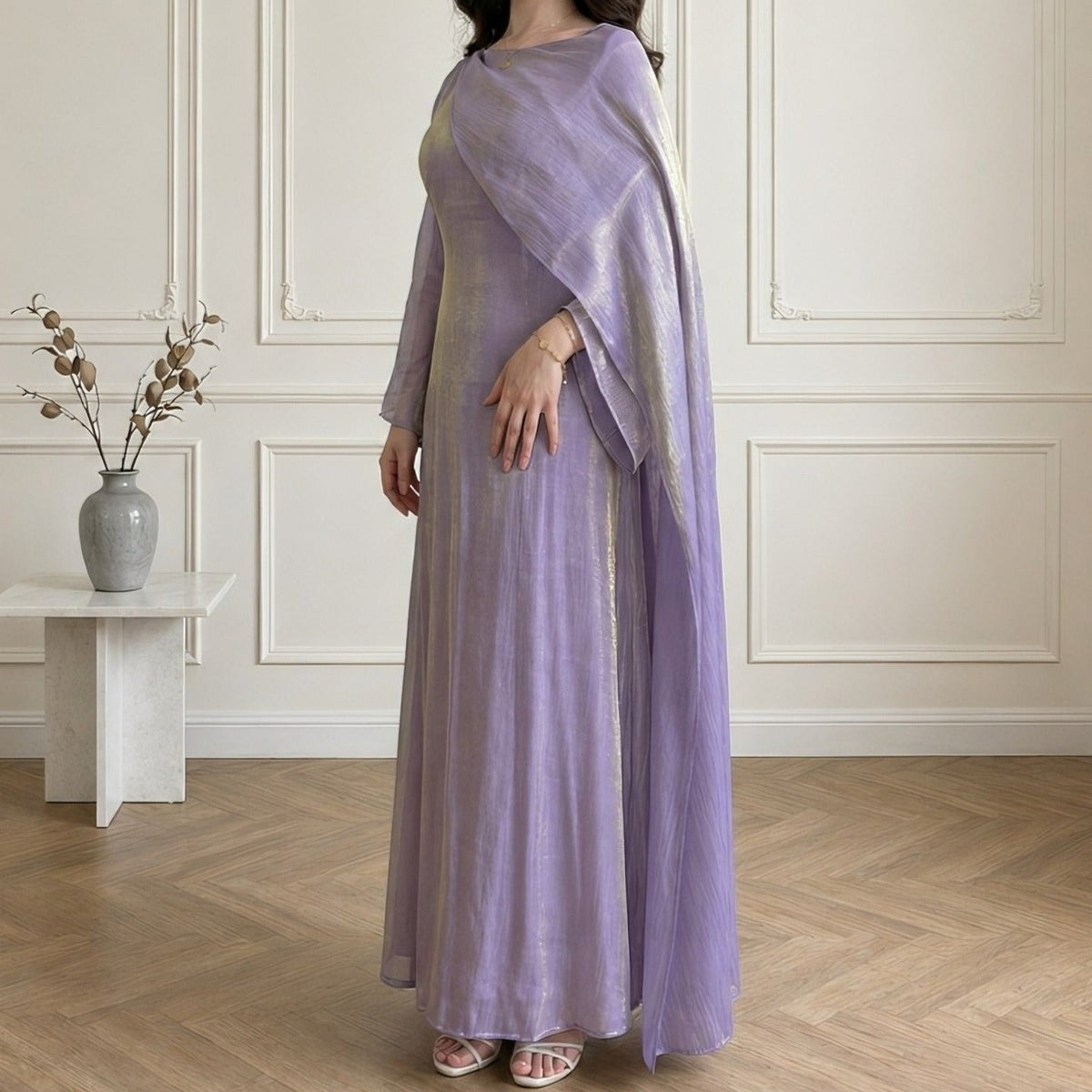 Robe Maxi à Manches Cape (MS502)