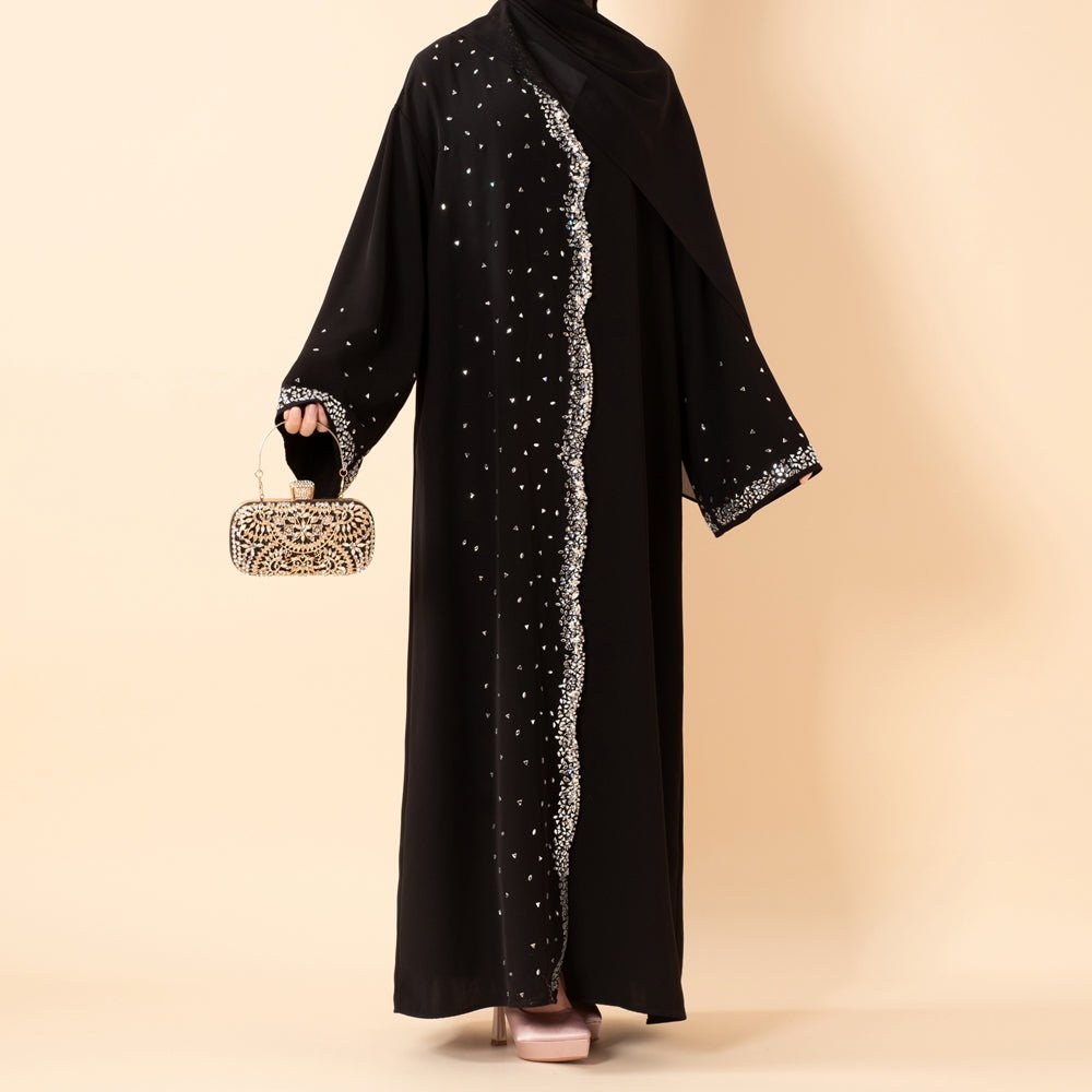 Abaya Noire de Luxe Diamant Étoilé (MOA240)