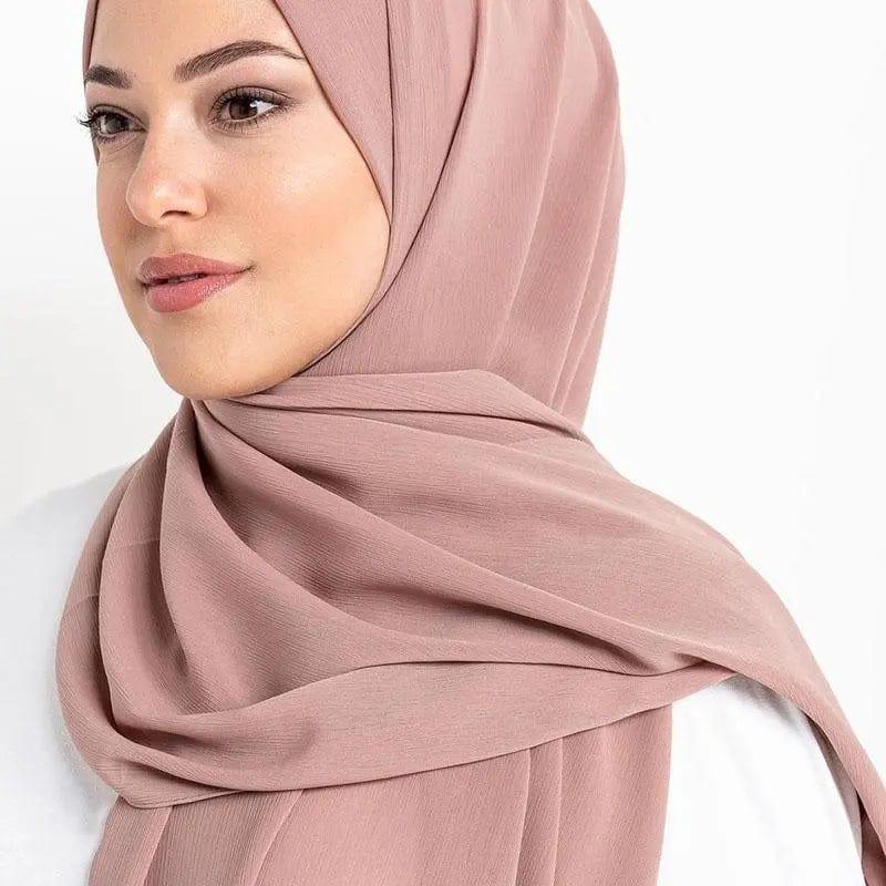 Écharpe Crêpe Hijab Chiffon Froissé pour Femme, Châle à Plis Ondulés (MH003)