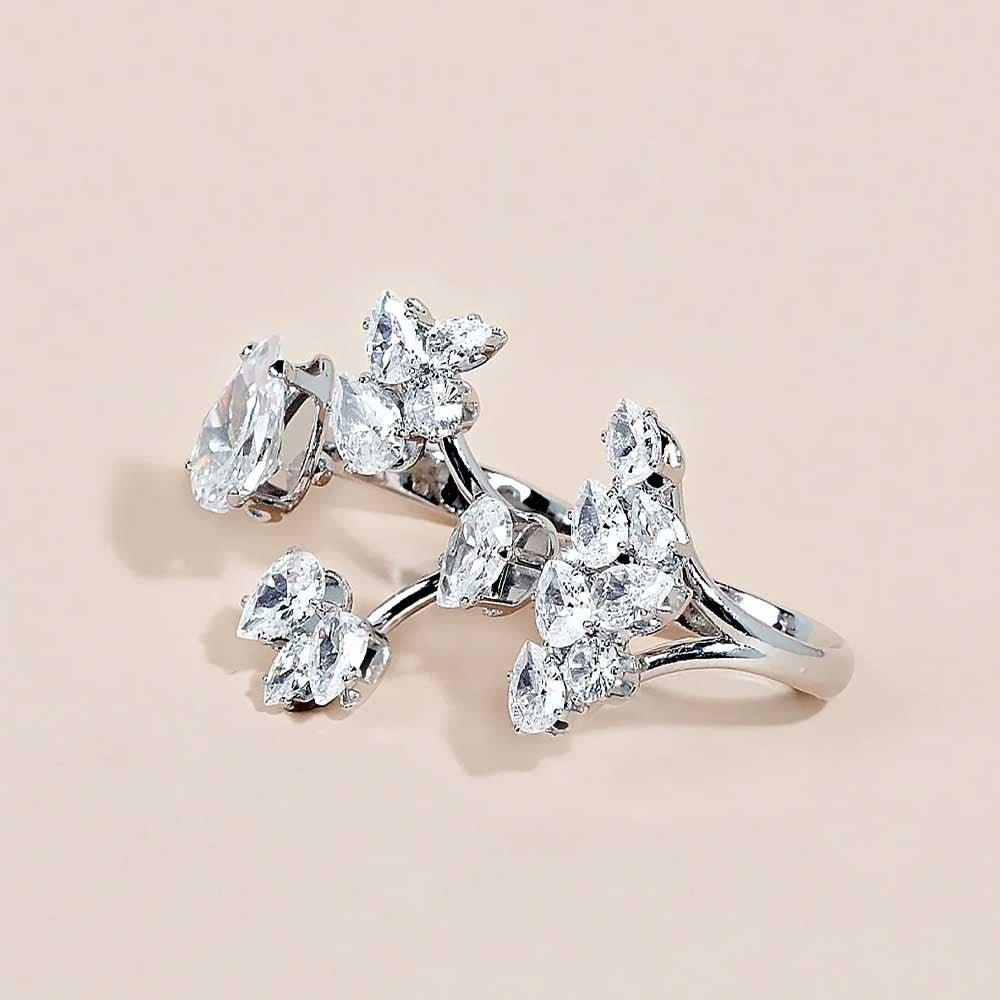 Bague empilable MAC157 fleur en zircon premium