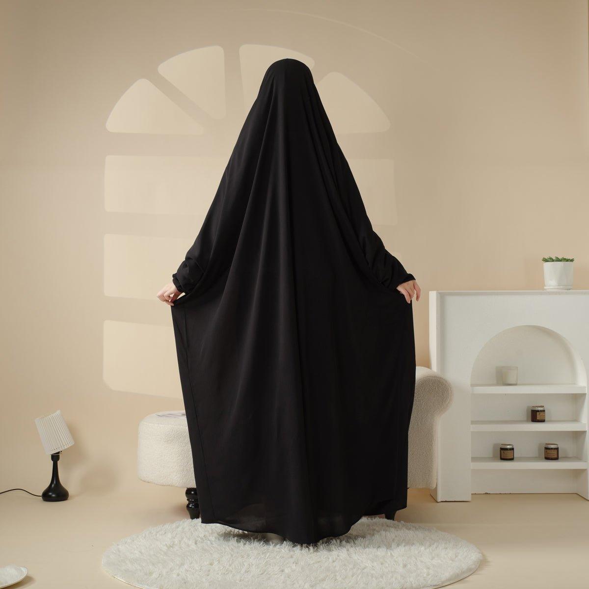 Jilbab uni 1 pièce avec niqab intégré en viscose (MJ005)