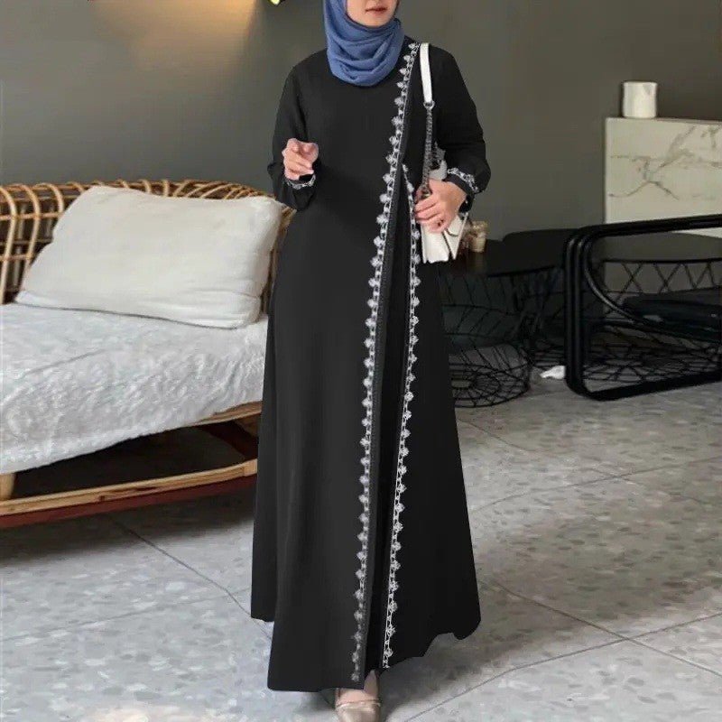 Abaya décontractée de créateur avec détails en dentelle (MA146)