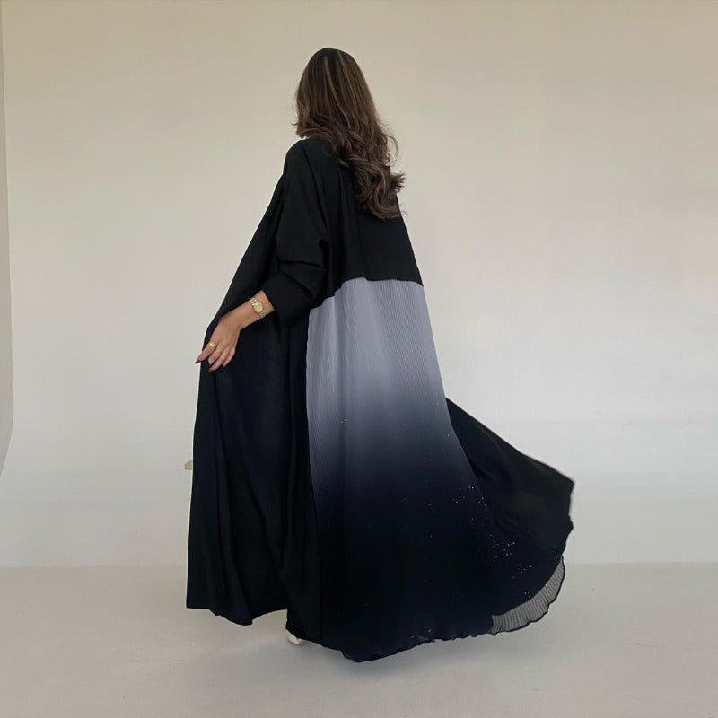 Robe Abaya Plissée Élégante à Dégradé | Robe Longue en Mousseline Pudique pour Femme Musulmane (MOA223)