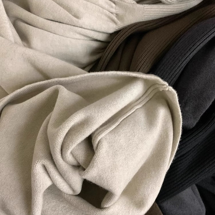 Robe Maxi en Tricot Côtelé Élégante | Robe Pull Col Montant Coupe Trapèze (MS173)