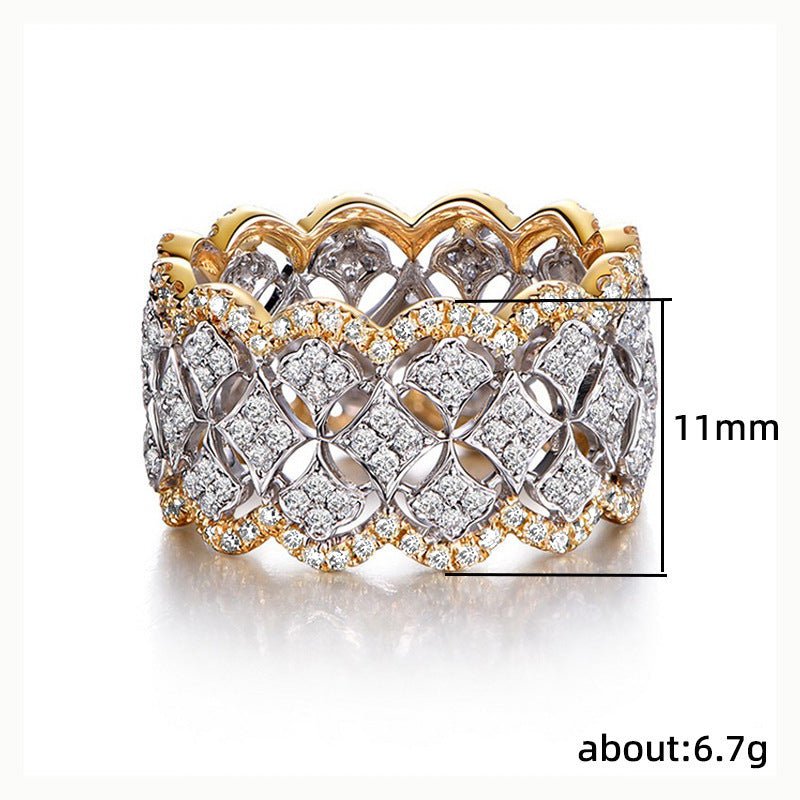 Bague Style Palace « Étoile Éblouissante » en Dentelle Nid d'Abeille (MAC194)