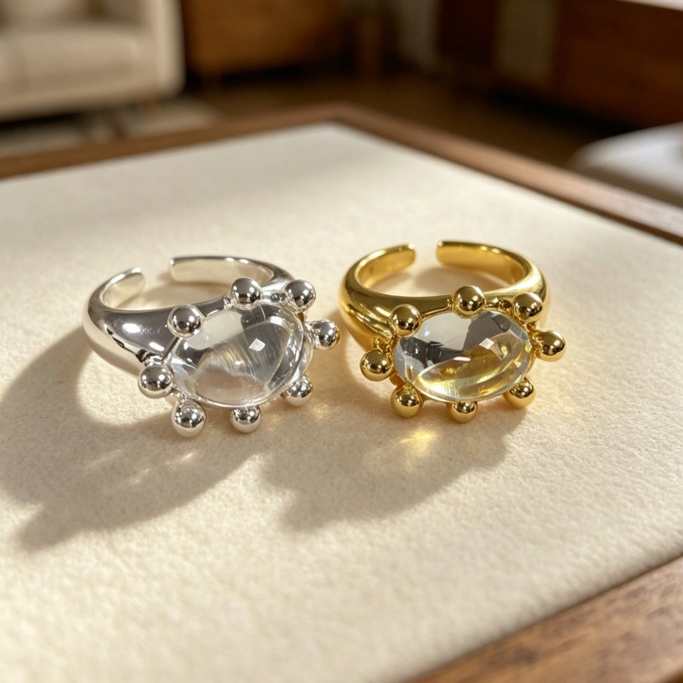 Bague Vintage Crab Sunburst Crystal Statement | Bague Ajustable (MAC483)