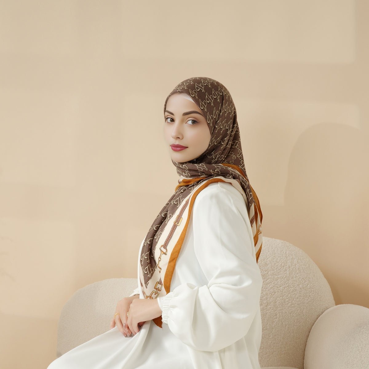 MH096 Hijab Carré Cashmere Touch Imprimé