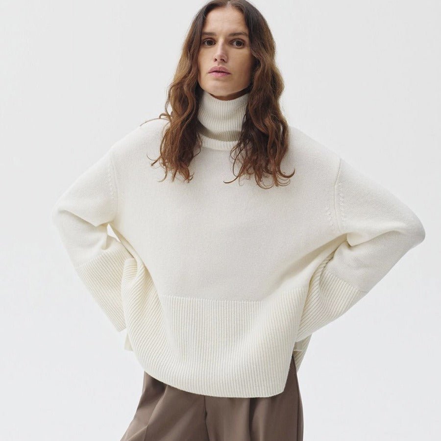 Pull à col roulé oversize avec fentes latérales (MS251)