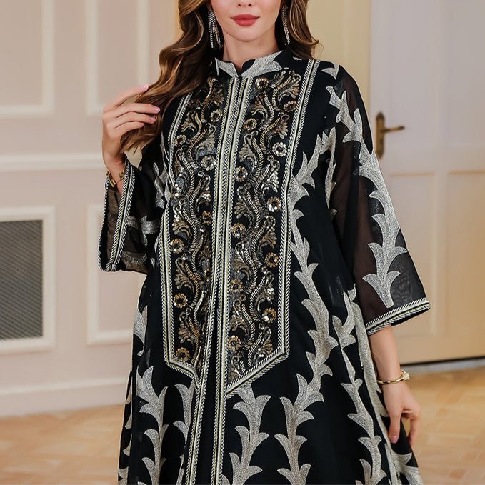 Abaya de soirée en mesh brodé (MA414)