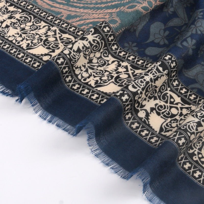 Écharpe Hijab Imprimé Paisley Toucher Cachemire | Châle 180x85cm à Franges avec Motifs Traditionnels (MH150)
