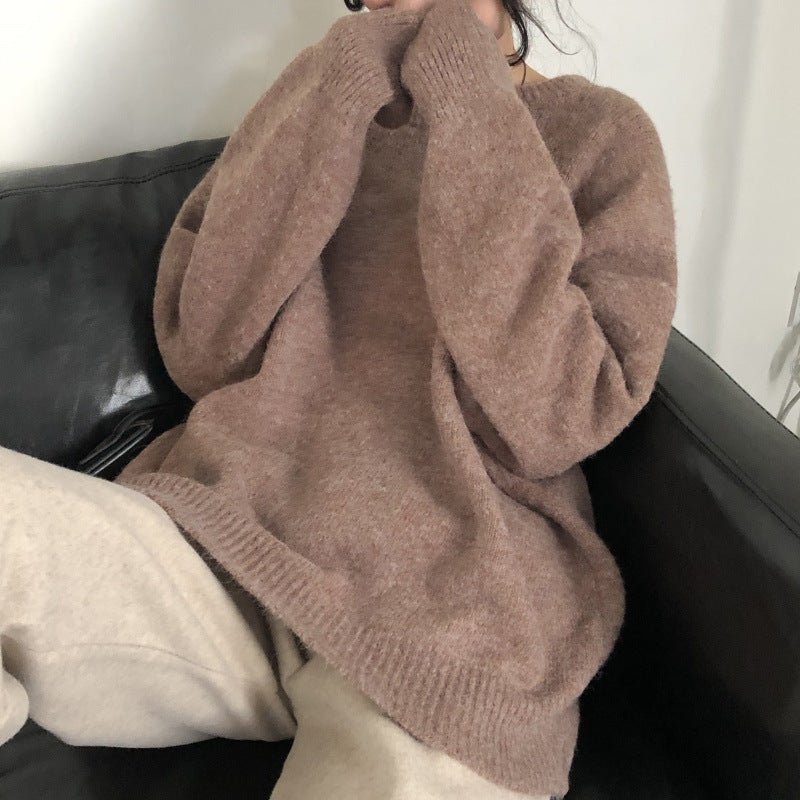 Pull Oversize à Col Rond | Haut de Base Tricoté Uni (MS168)