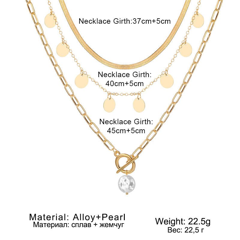 Collier rétro personnalisé multi-rangs avec pendentif fermoir OT et perle (MAC209)