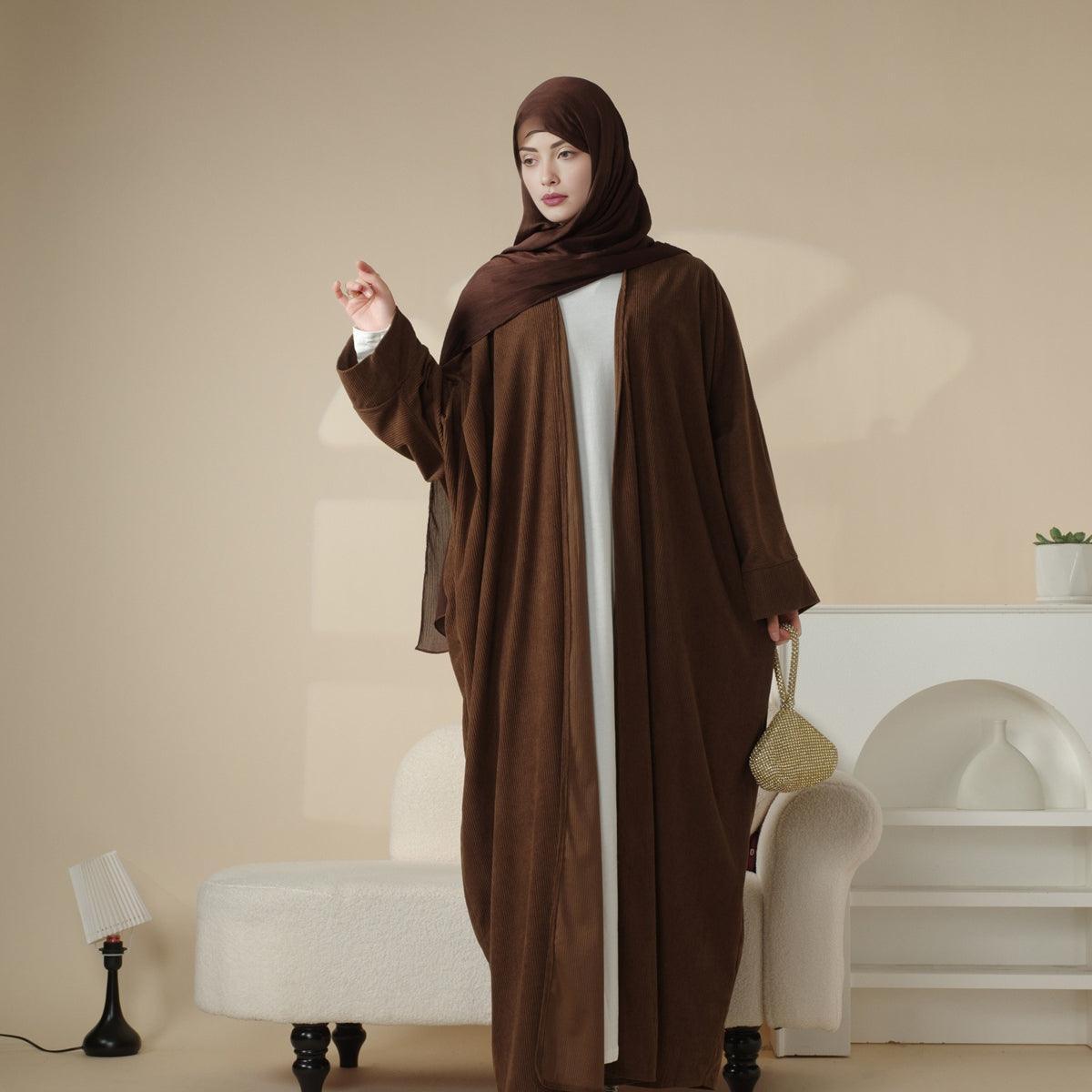 Cardigan Abaya Ouverte en Velours Côtelé (MOA028)