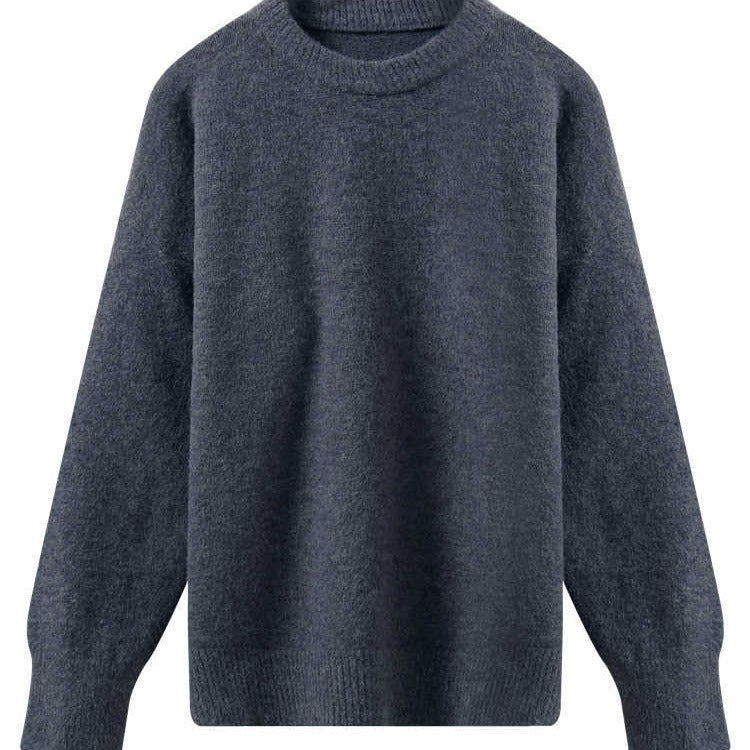 Pull Oversize à Col Rond | Haut de Base Tricoté Uni (MS168)