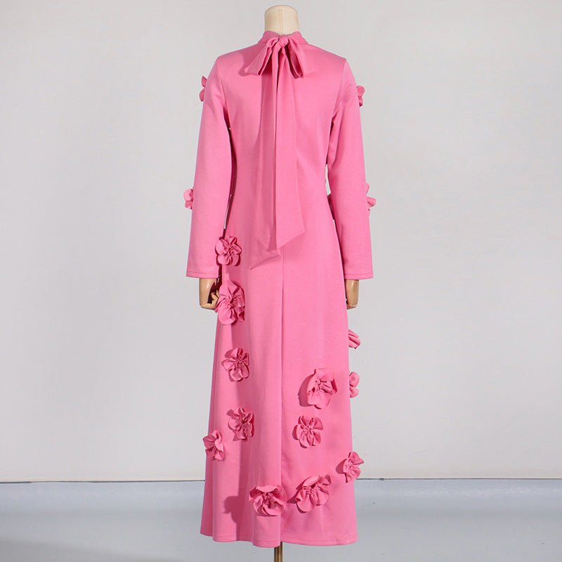 Robe Maxi à Appliqué Floral 3D (MS356)