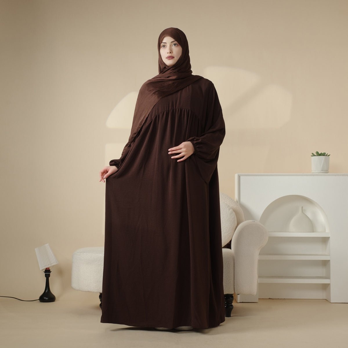 Abaya Réversible en Tissu Crêpe (MA035)
