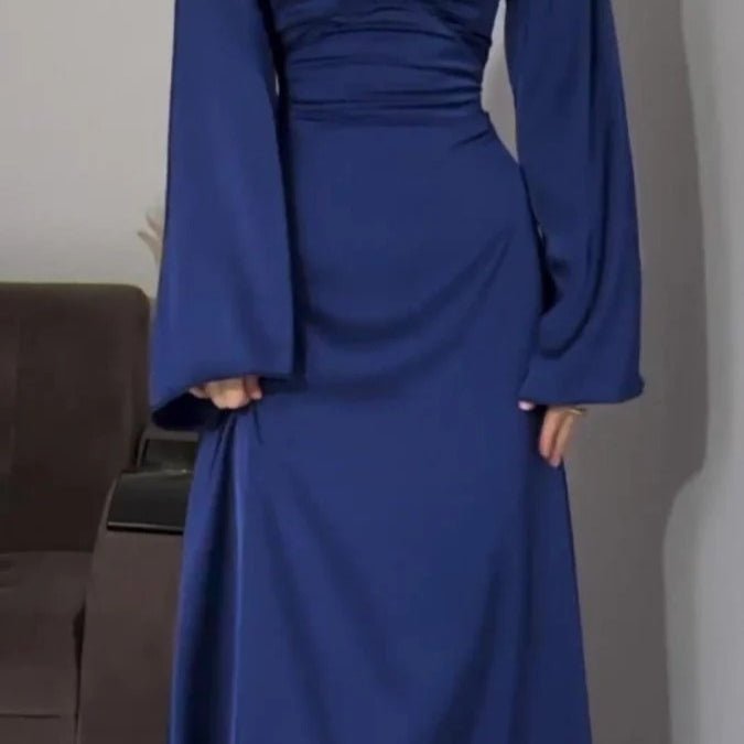 Abaya cintrée à la taille, abaya unie à bretelles (MA106)