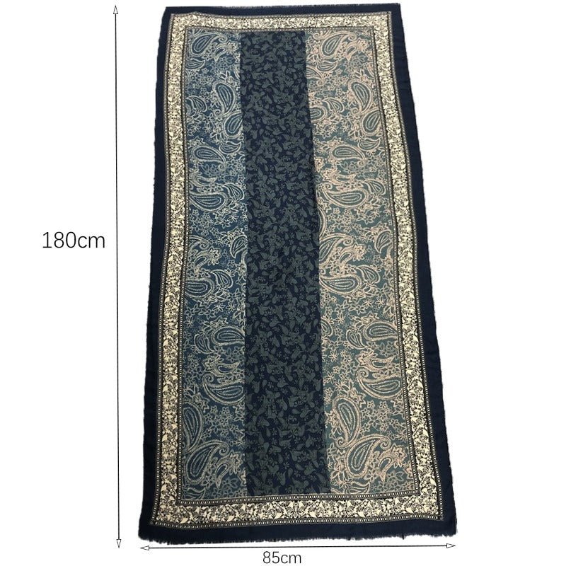 Écharpe Hijab Imprimé Paisley Toucher Cachemire | Châle 180x85cm à Franges avec Motifs Traditionnels (MH150)