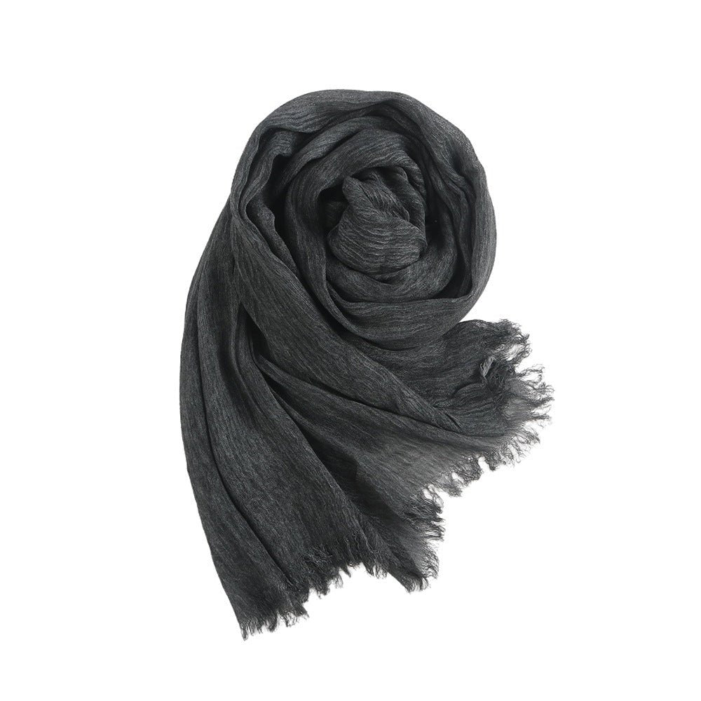 Hijab en Rayonne Texturée Froissée Coloris Unis Hijab Enveloppant Respirant pour Femme (MH145)