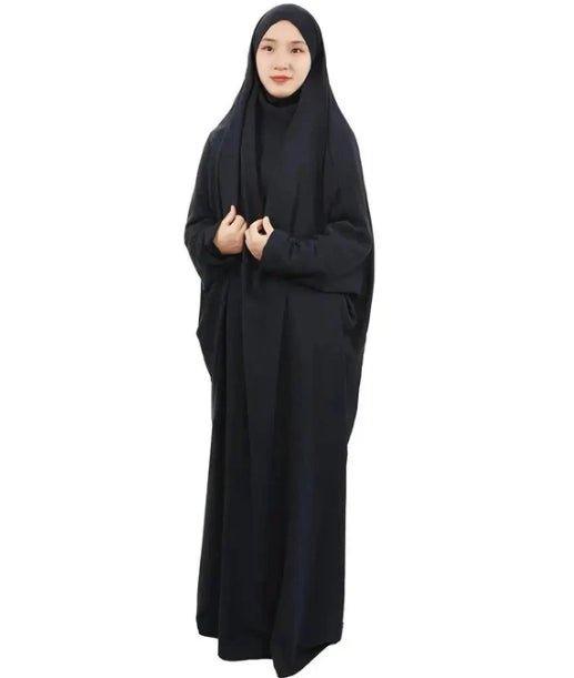 Jilbab uni 1 pièce avec niqab intégré en viscose (MJ005)