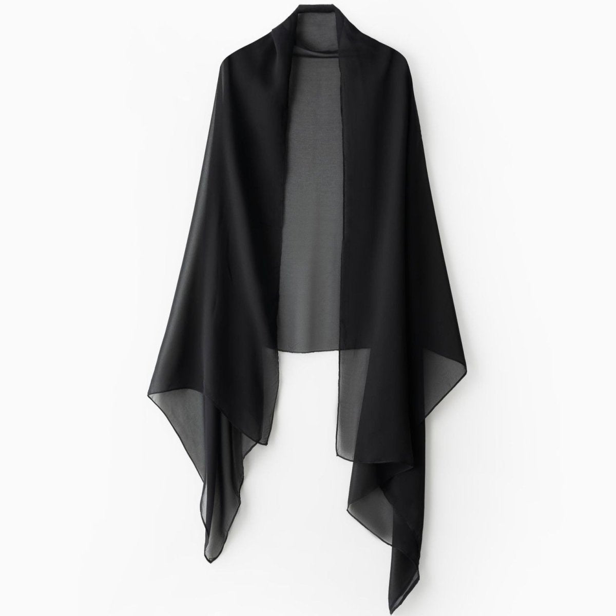 Abaya ouverte avec manches brodées de sequins et perles noires (MOA339)