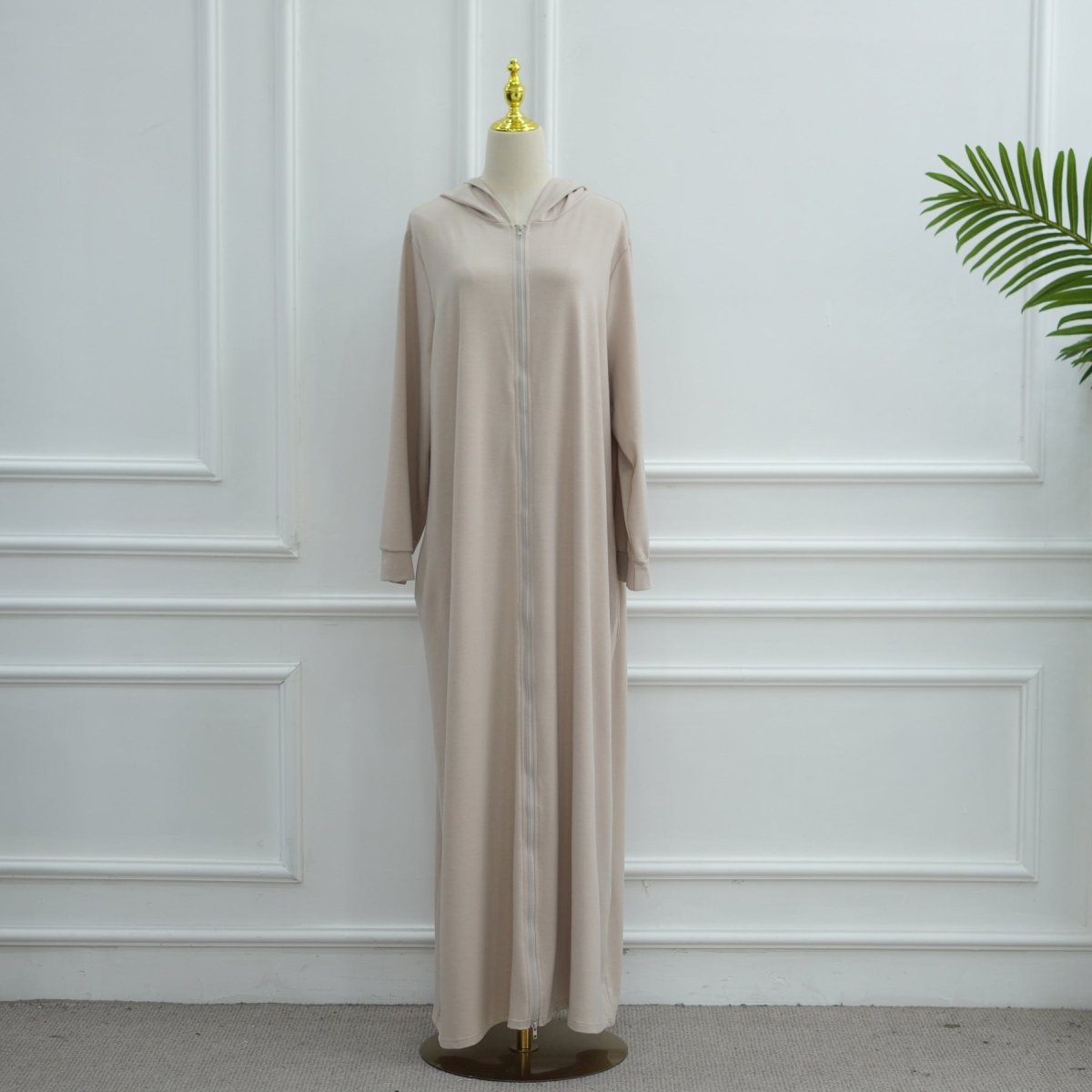 Abaya à capuche zippée avec poches (MA389)