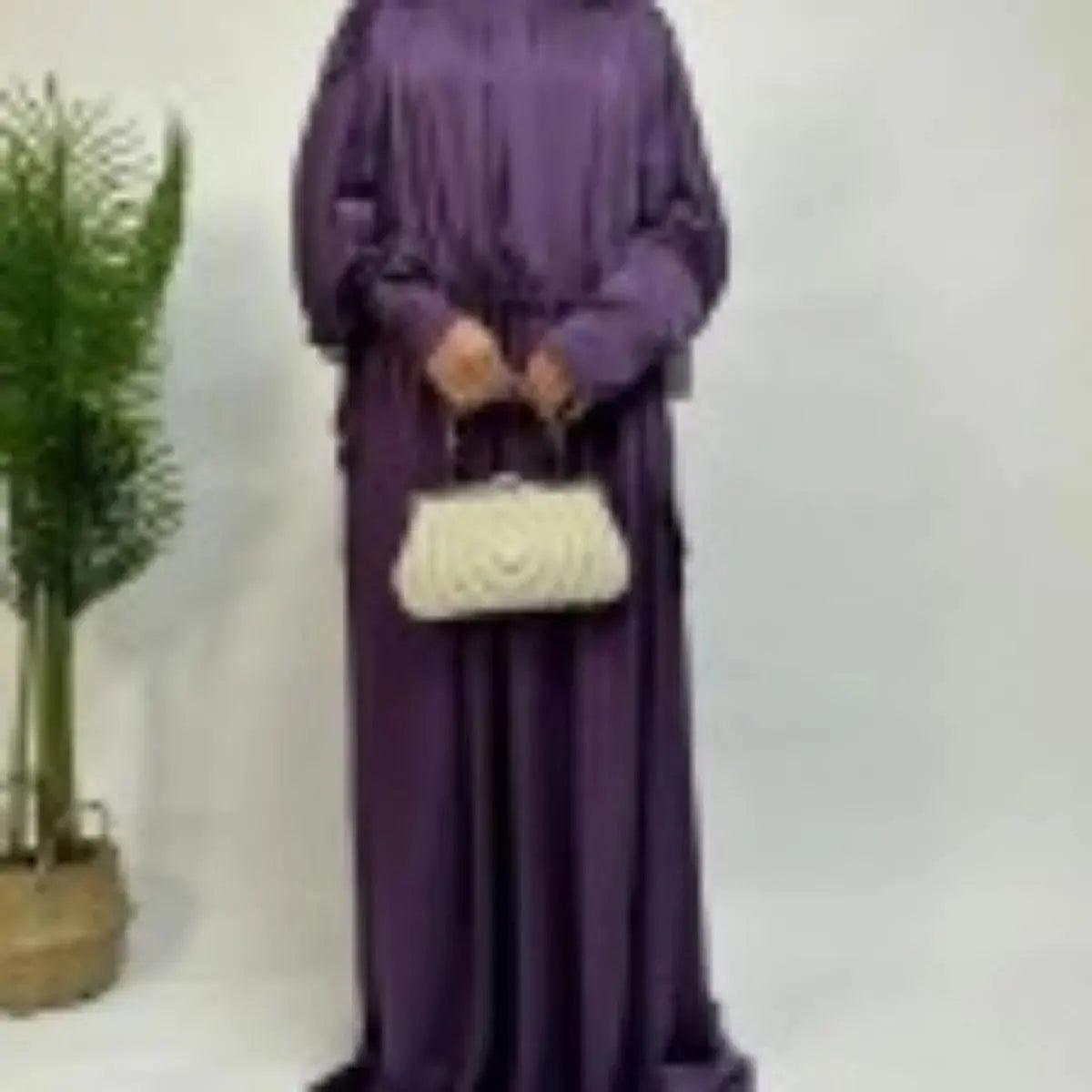 Abaya Armani : Abaya en satin parfaite avec cordon de serrage (MA039)