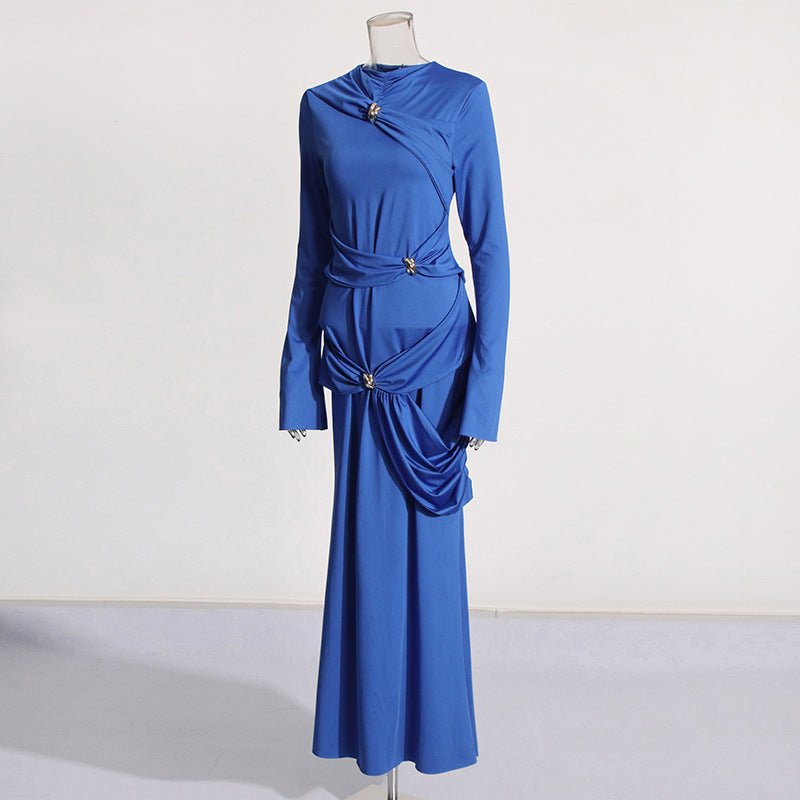 Robe Drapée avec Broches Bijoux (MS347)