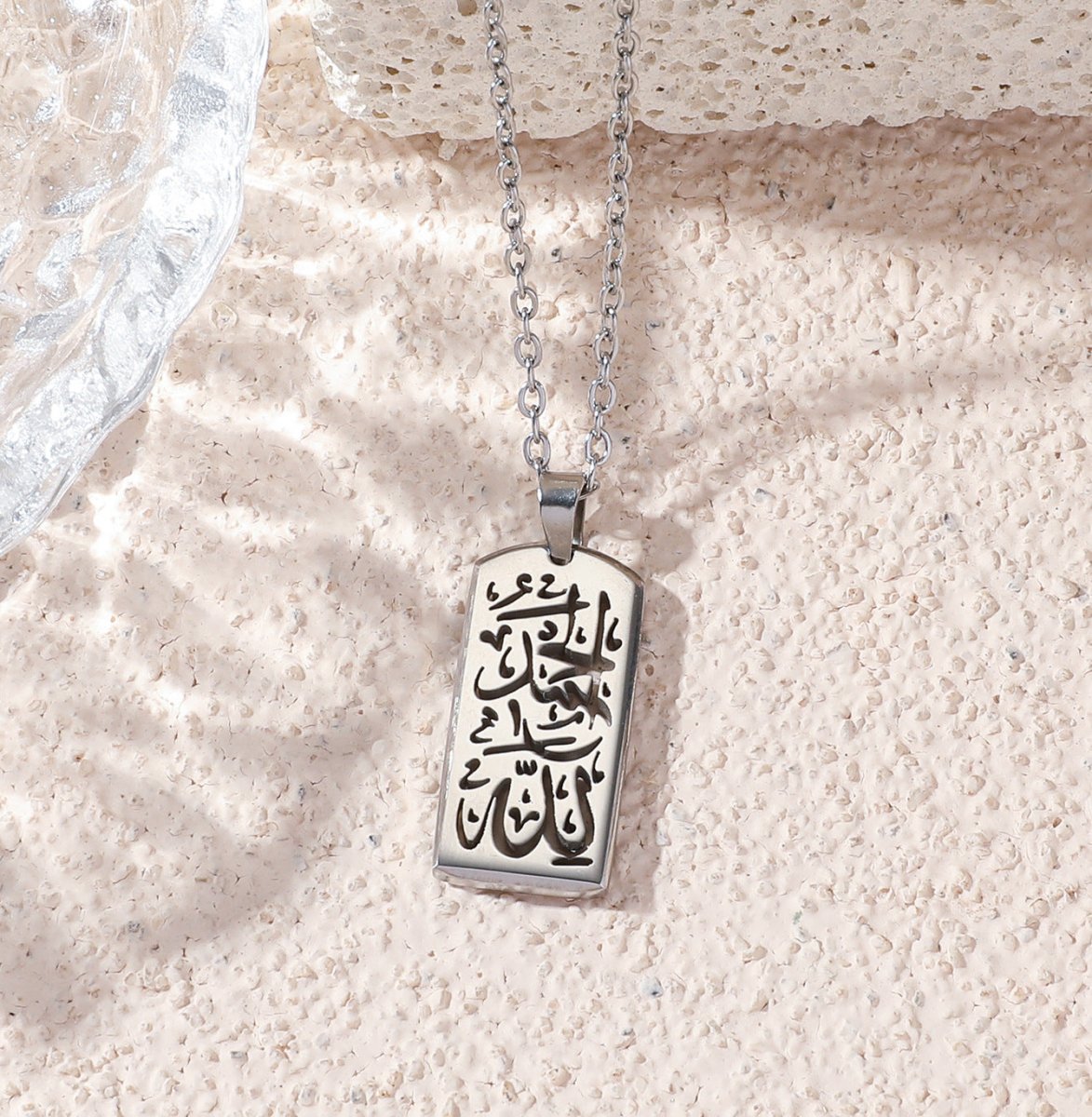 Collier pendentif rectangulaire polyvalent haut de gamme à lettre (MAC228) (AVEC BOÎTE CADEAU)