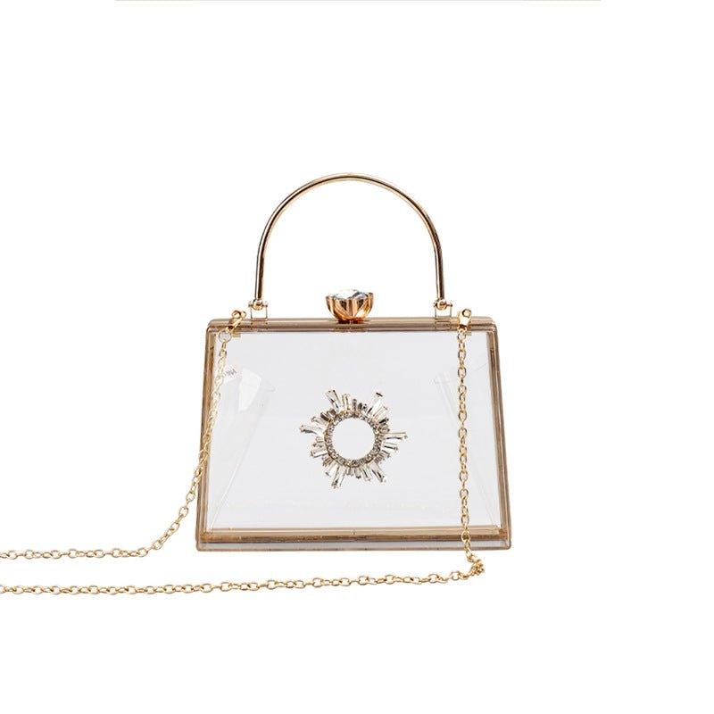 MAC082 Sac Bandoulière à Chaîne en Acrylique Transparent Strassé pour Soirée