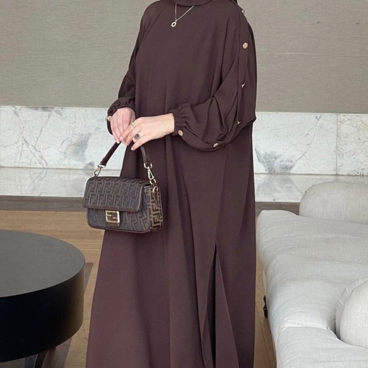 Abaya Maxi Manches Bouffantes Texturées (MS526)