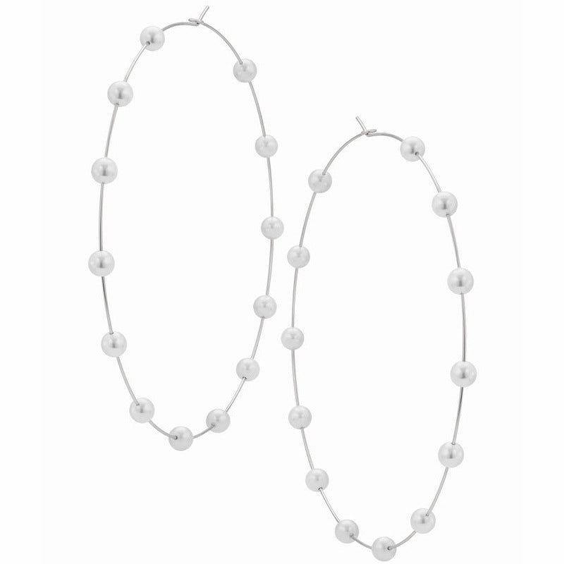 Boucles d'oreilles créoles surdimensionnées avec perles chics (MAC320)