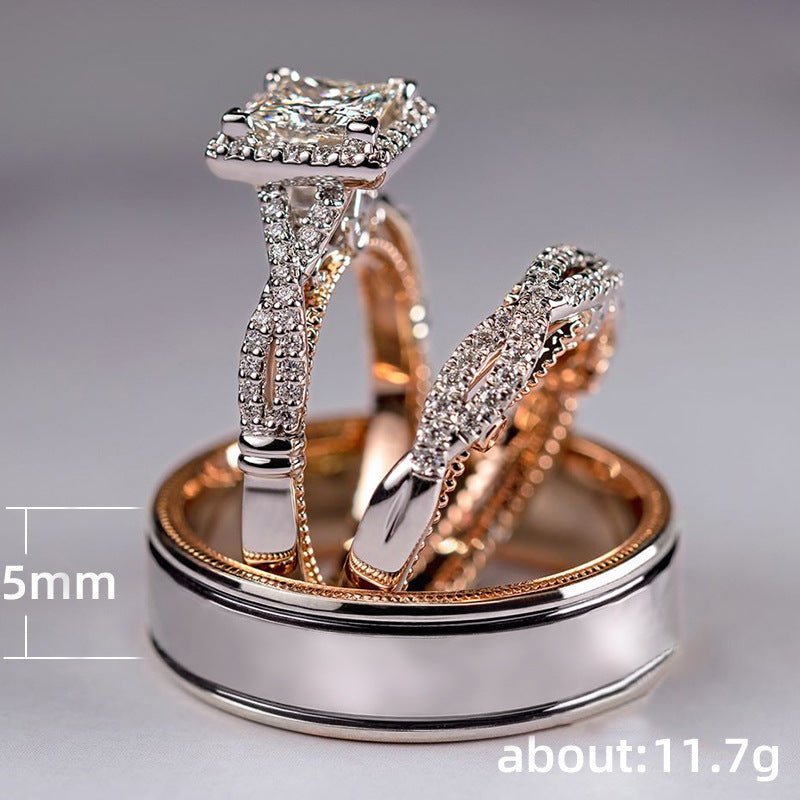 Bague de fiançailles de luxe MAC175 en zircon étincelant, or rose
