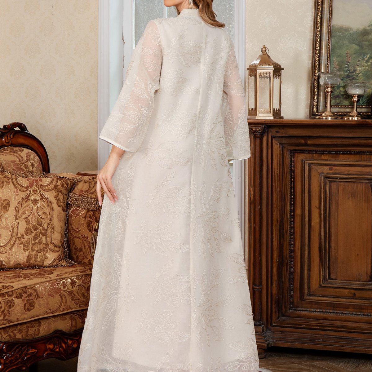 Abaya en Mesh Brodée de Sequins (MA415)