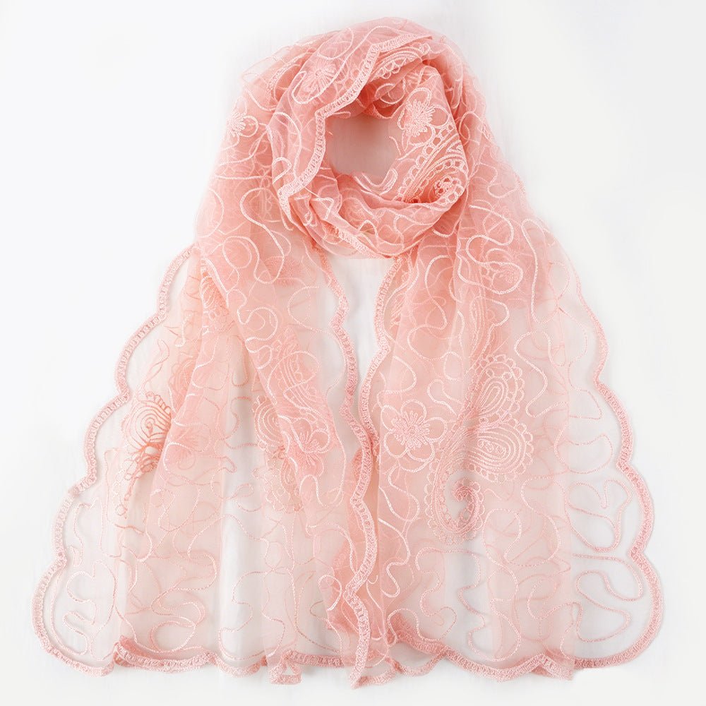 Hijab en Mesh Brodé Dentelle Florale (MH235)