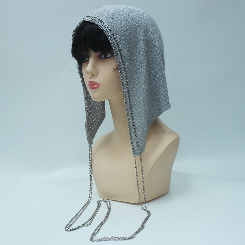 Bonnet Hijab à Chaîne | Cagoule Étincelante en Maille avec Chaînes (MAC375)