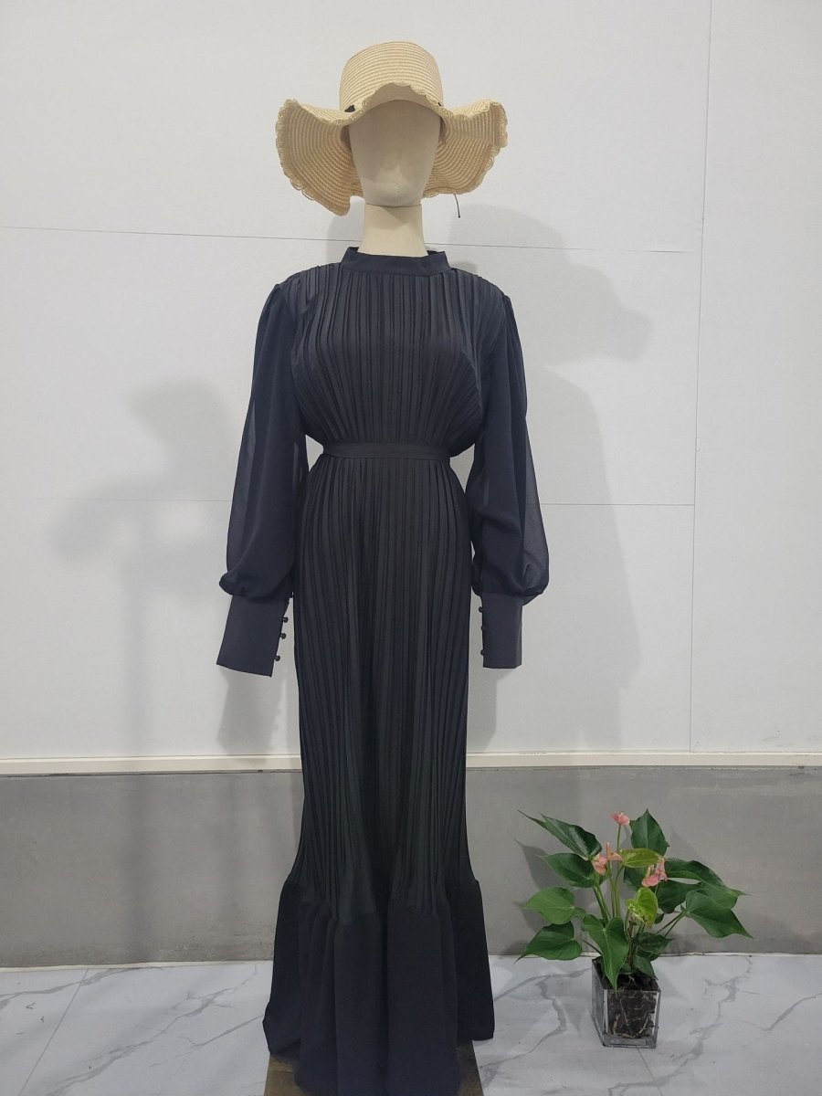 Robe Abaya élégante et légère à jupe longue texturée et manches bouffantes (MA201)