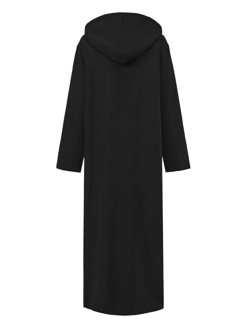 Robe Thobe Musulmane Modeste Longue à Capuche Noire Premium pour Homme (MT029)