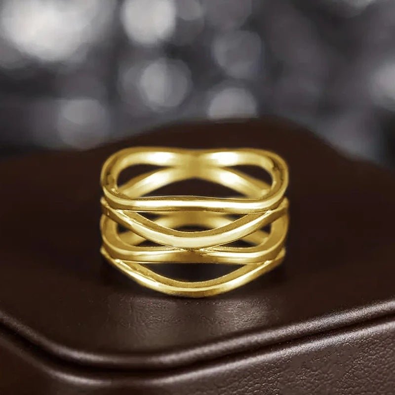 Bague ajourée MAC166 à lignes géométriques simples