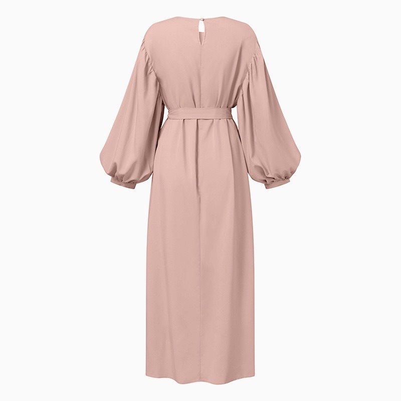 Abaya élégante unie à manches bouffantes (MA092)