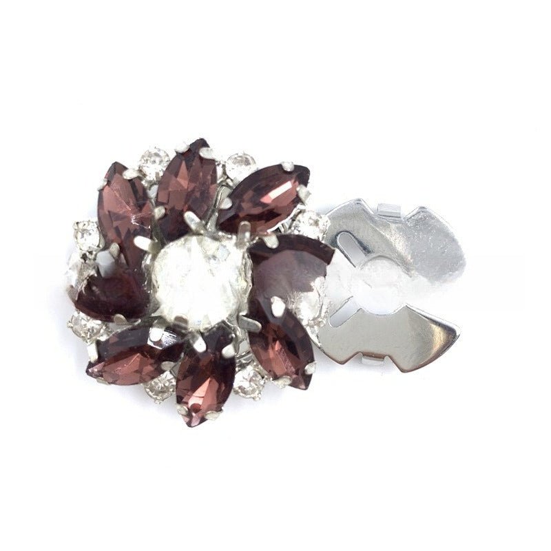 Cache-boutons strass | Pinces décoratives fleurs cristal (MAC359)