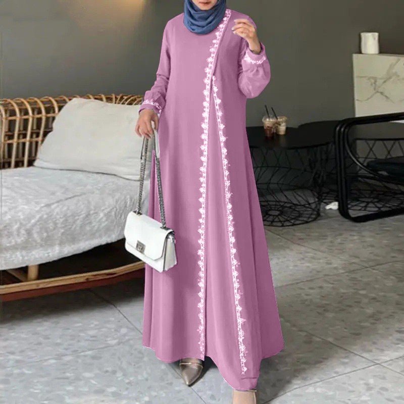 Abaya décontractée de créateur avec détails en dentelle (MA146)