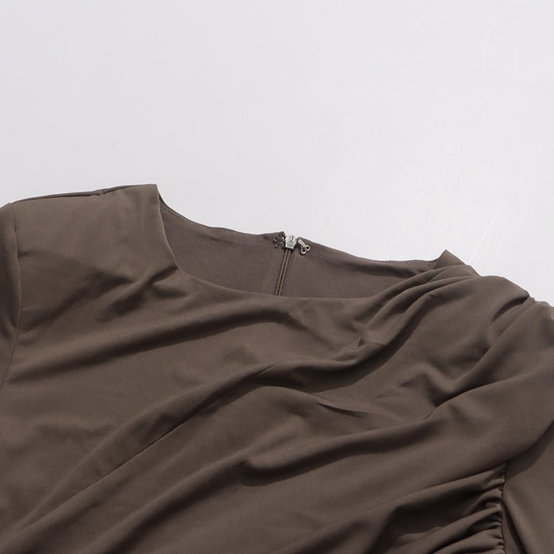 Robe froncée avec taille échancrée tressée (MS345)