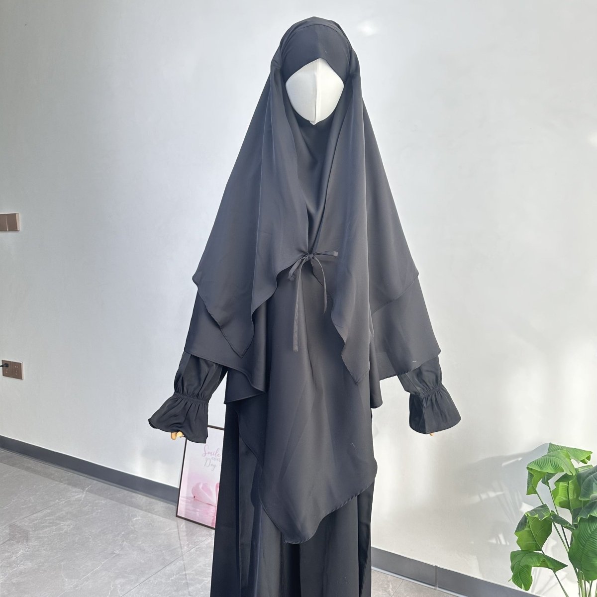 Khimar à double couche avec nœud devant (MK033)