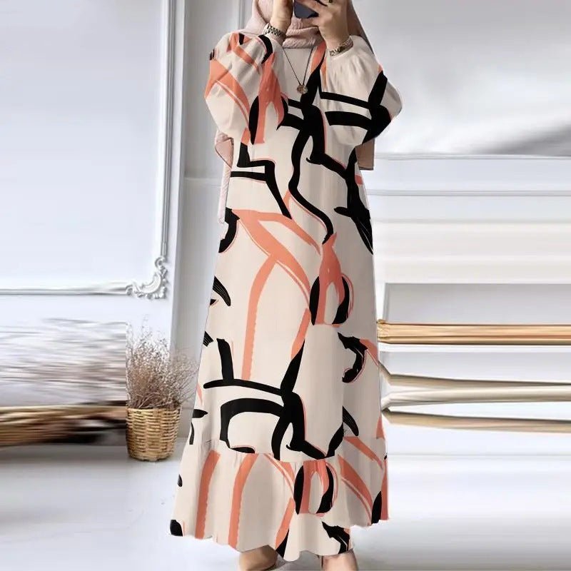 Abaya Plissée avec Ourlet Volanté (MA112)