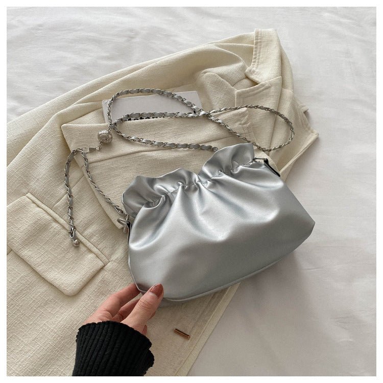Sac Pleated Cloud à bandoulière avec chaîne, polyvalent (MAC201)