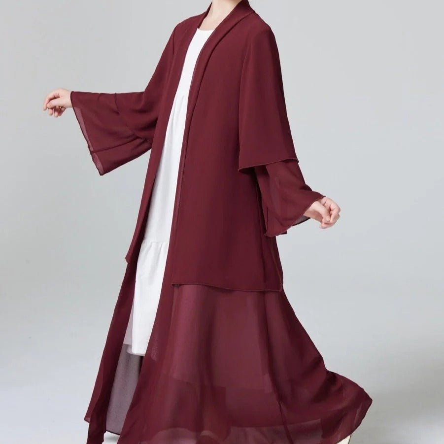 Abaya Ouverte pour Fillette en Mousseline Deux Épaisseurs (MKG007)