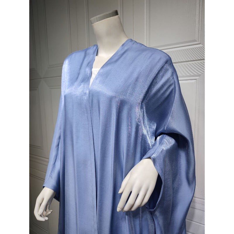 Robe Abaya Luxueuse en Satin de Soie à Manches Chauve-souris | Robe de Soirée Pudique Col en V (MOA225)